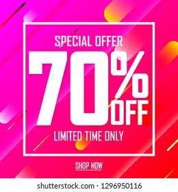 Sale 70% off, poster design template, special offer, vector illustration