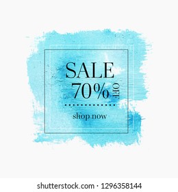 Sale 70% off sign over abstract paint texture background vector. Creative design for shop labels or banners.