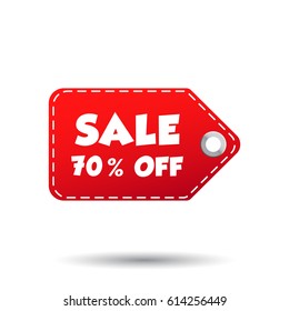 Sale 70% off tag. Label vector illustration on white background