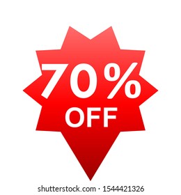 Sale - 70 percent off - red gradient tag isolated - vector illustration