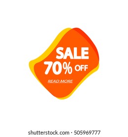  Sale, 70 percent, speech bubble banner, element design template, app icon, vector 