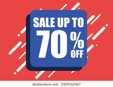SALE UP TO 70 seventy PERCENT DISCOUNT red, blue, white square