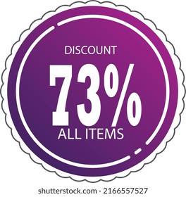 Sale - 73% discount all items percents. Modern sale baner. Limited offer. Template with sale. Vector graphic. Discount banner promotion template with stopwatch. Super offer. Discount coupon. 