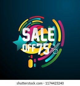 sale 75%, beautiful greeting card background or banner with golden abstract illustration for sport theme. design illustration