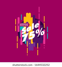 sale 75%, beautiful greeting card background or template banner with abstract colour for sport theme. vector design illustration