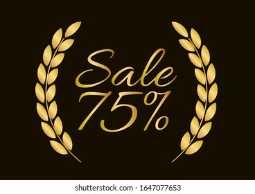 sale 75%, beautiful greeting card background or template banner with golden text theme. vector design illustration