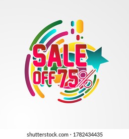 sale 75%, beautiful greeting card background or banner with star theme. vector illustration