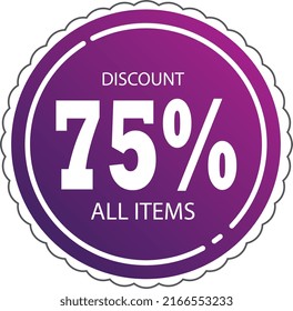 Sale - 75% discount all items percents. Modern sale baner. Limited offer. Template with sale. Vector graphic. Discount banner promotion template with stopwatch. Super offer. Discount coupon. 