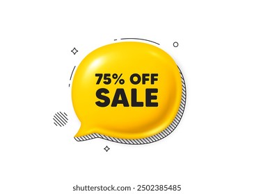 Sale 75 percent off discount. Comic speech bubble 3d icon. Promotion price offer sign. Retail badge symbol. Sale chat offer. Speech bubble comic banner. Discount balloon. Vector