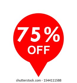 Sale - 75 percent off - red tag isolated - vector illustration