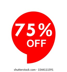 Sale - 75 percent off - red tag isolated - vector illustration