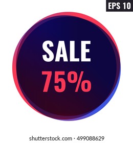 Sale 75%. Vector icon design illustration on white background. Can be used for business, store, advertising.