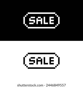 sale 8 bit icon text pixel art sale  sign for video games 