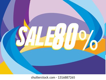 sale 80%, beautiful greeting card background, poster or banner with twister theme. design vector illustration