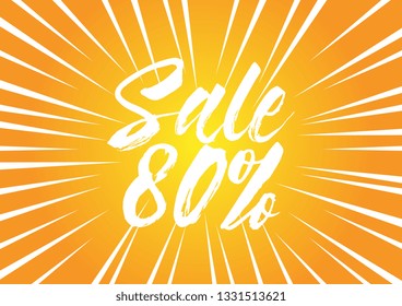 sale 80%, beautiful greeting card background or banner with pop art theme. design illustration