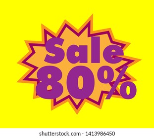 sale 80%, Beautiful greeting card poster with pop art calligraphy text