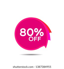 sale 80%, discount label for ramadan or muslim event with pink background