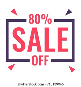 Sale 80% off. Badge, logo, stamp vector illustration on white background. Business concept.
