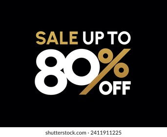 Sale up to 80% off sign. Eighty percent discount. Special offer symbol. Discount promotion. Vector design.