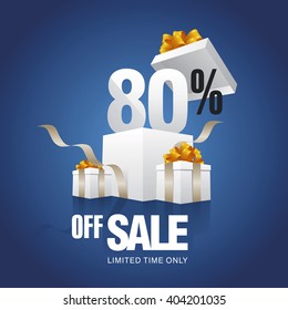 Sale 80 Percent Off Card Blue Background