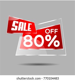 sale 80% vector sale discount label for christmas and new year sale, flash sale