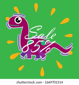 sale 85%, beautiful greeting card background or template banner with dinosaur theme. vector design illustration