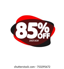 Sale 85% off, discount speech bubble banner, element design template, app icon, vector illustration