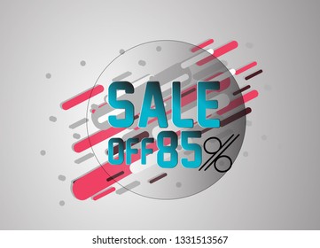 sale 85%, vector confetti, banner or poster for sport event.