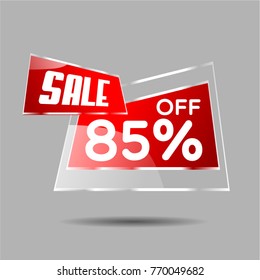 Sale 85% vector sale discount label for christmas and new year sale