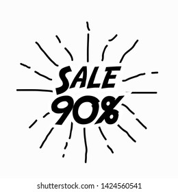 sale 90%, beautiful background with sunburst theme