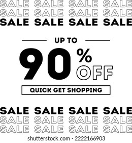 Sale up to 90% off Shopping day Poster or banner with gift box. Sales banner template design for social media and website. Quick get a Discount.