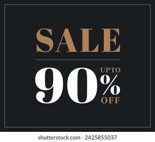 Sale up to 90% off sign. Ninety percent discount. Special offer symbol. Discount promotion. Vector design.