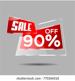 Sale 90% vector sale discount label for christmas and new year sale
