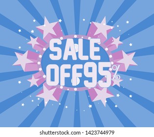sale 95%, beautiful greeting card background, poster or banner for summer party event