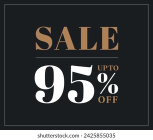 Sale up to 95% off sign. Ninety-five percent discount. Special offer symbol. Discount promotion. Vector design.
