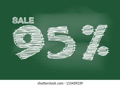 sale 95 percent drawing on blackboard