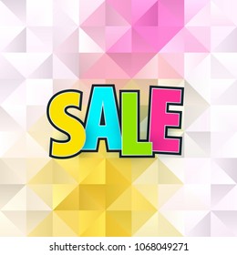 Sale abstract banner template design on soft polygonal elegant background. Special offer, colourful letters for shopping, promo, holidays, promotion. Typography, lettering for website, flyer. vector