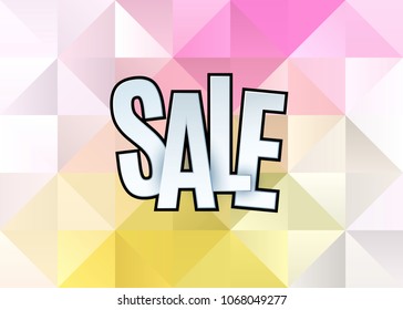 Sale abstract banner template design on soft polygonal elegant background. Special offer, colourful letters for shopping, promo, holidays, promotion. Typography, lettering for website, flyer. vector
