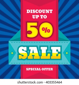 Sale abstract vector banner - discount up to 50%. Special offer. 
