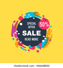 Sale abstract vector banner - special offer 50%.