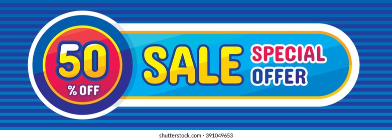 Sale abstract vector horizontal banner - special offer 50% off. Discount layout. Abstract background. Design layout.