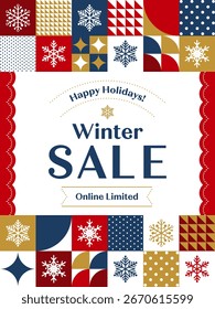 sale ad template of vertical frame with snowflake tiles
