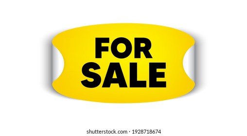 For Sale. Adhesive sticker with offer message. Special offer price sign. Advertising discounts symbol. Yellow sticker mockup banner. For sale badge shape. Adhesive offer paper banner. Vector