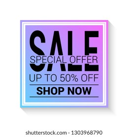 Sale advertisement banner design. Special offer Sale geometrical poster on white background