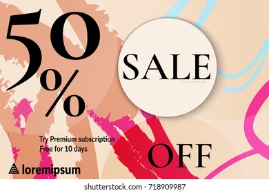 Sale advertisement banner on hand drawn background