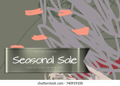 Sale advertisement banner on hand drawn background. Rough colorful doodle fun special offer banner template.