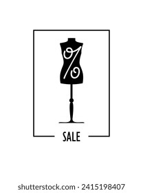Sale advertising concept with mannequin. Vector design illustration for shoping promotion and other use. 