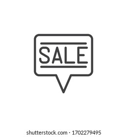 Sale advertising message line icon. linear style sign for mobile concept and web design. Sale inscription in speech bubble outline vector icon. Symbol, logo illustration. Vector graphics