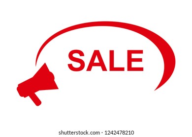 Sale advertising sign with megaphone. Megaphone with text Sale. Business concept. Vector illustration