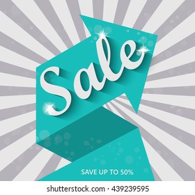 Sale arrow banner. Sale background. Sale tag. Sell vector. Sale and special offers. 50% discount. Vector illustration.